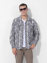 Men's White Casual Printed Full Sleeves Shirt