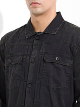Men's Black Casual Solid Full Sleeves Shirt