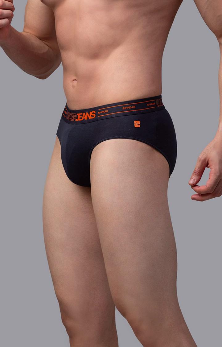 Men's Grey Mid-Rise Solid Brief