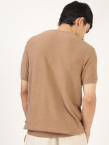 Men's Brown Casual Regular Fit Solid Half Sleeves Tshirt