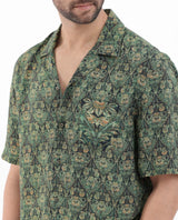 Men's Green Casual Regular Fit Printed Half Sleeves Shirt