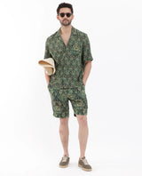 Men's Green Casual Regular Fit Printed Half Sleeves Shirt