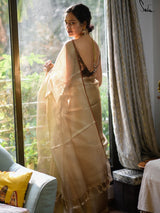 Women's Yellow Zari Saree with Blouse Piece