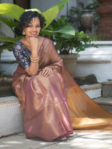 Women's Multicolor Linen Saree with Blouse Piece