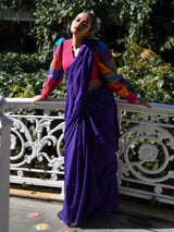 Women's Purple Mul Cotton Saree