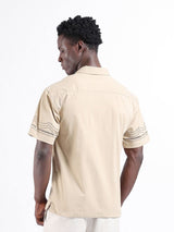 Men's Beige Casual Regular Fit Solid Half Sleeves Shirt