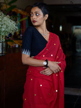 Women's Red Mul Cotton Saree