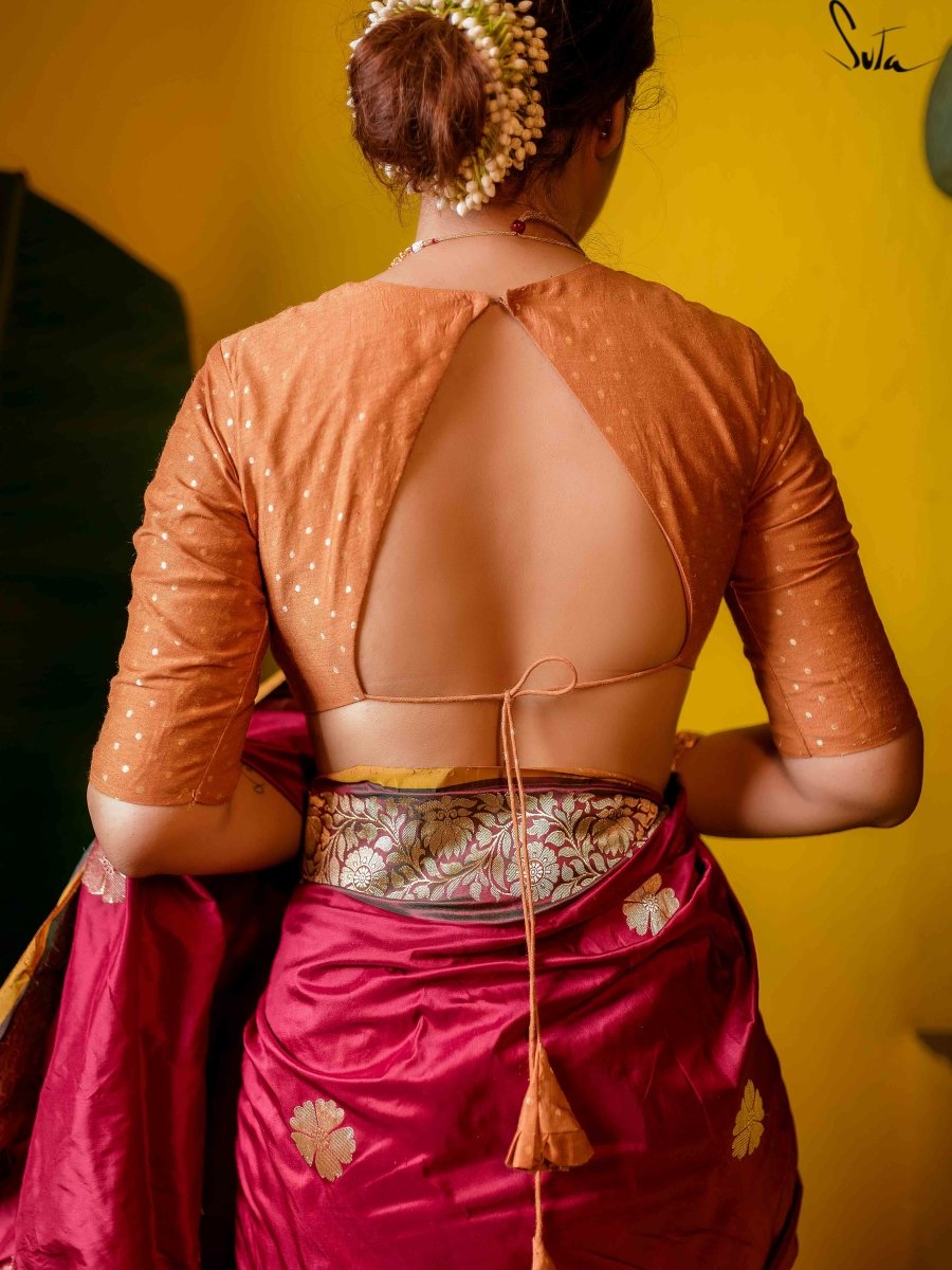 Women's Red Silk Saree with Blouse Piece