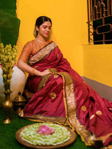 Women's Red Silk Saree with Blouse Piece