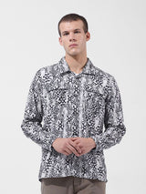 Men's White Casual Printed Full Sleeves Shirt