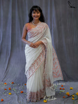 Women's White Pure Cotton Saree