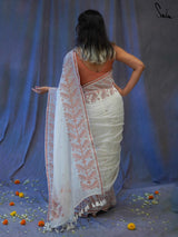 Women's White Pure Cotton Saree