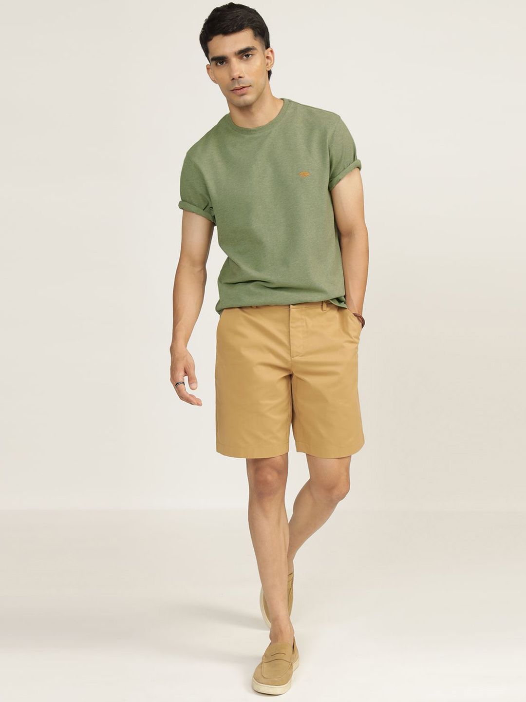 Men's Green Casual Regular Fit Solid Half Sleeves Tshirt