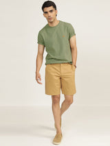 Men's Green Casual Regular Fit Solid Half Sleeves Tshirt