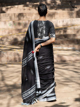 Women's Black Handloom Cotton Saree