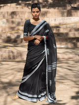 Women's Black Handloom Cotton Saree