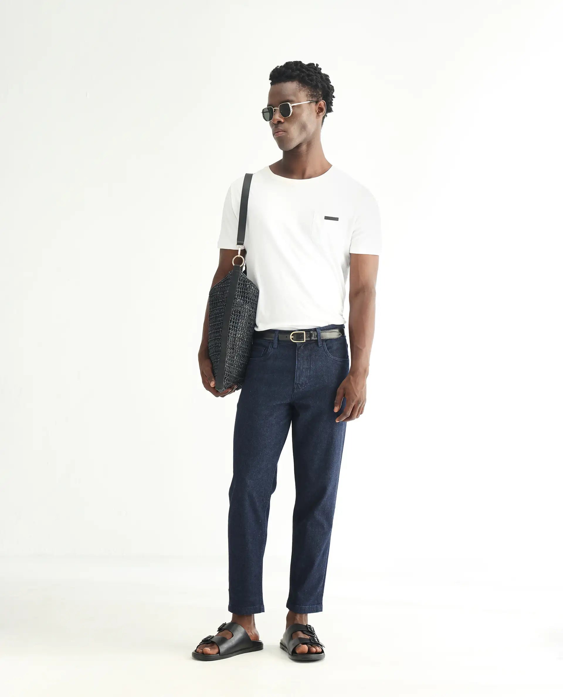 Men's Blue Casual Skinny Fit Solid Jeans