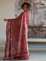 Women's Pink Cotton Saree