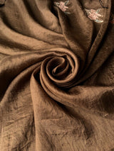 Women's Brown Mulberry Silk Saree with Blouse Piece