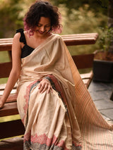 Women's Beige Silk Saree