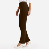 Women's Brown Solid Sports High Rise Trouser
