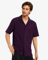 Men's Purple Casual Regular Fit Solid Half Sleeves Shirt
