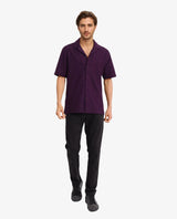 Men's Purple Casual Regular Fit Solid Half Sleeves Shirt