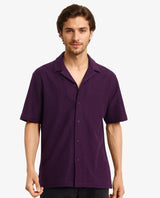 Men's Purple Casual Regular Fit Solid Half Sleeves Shirt