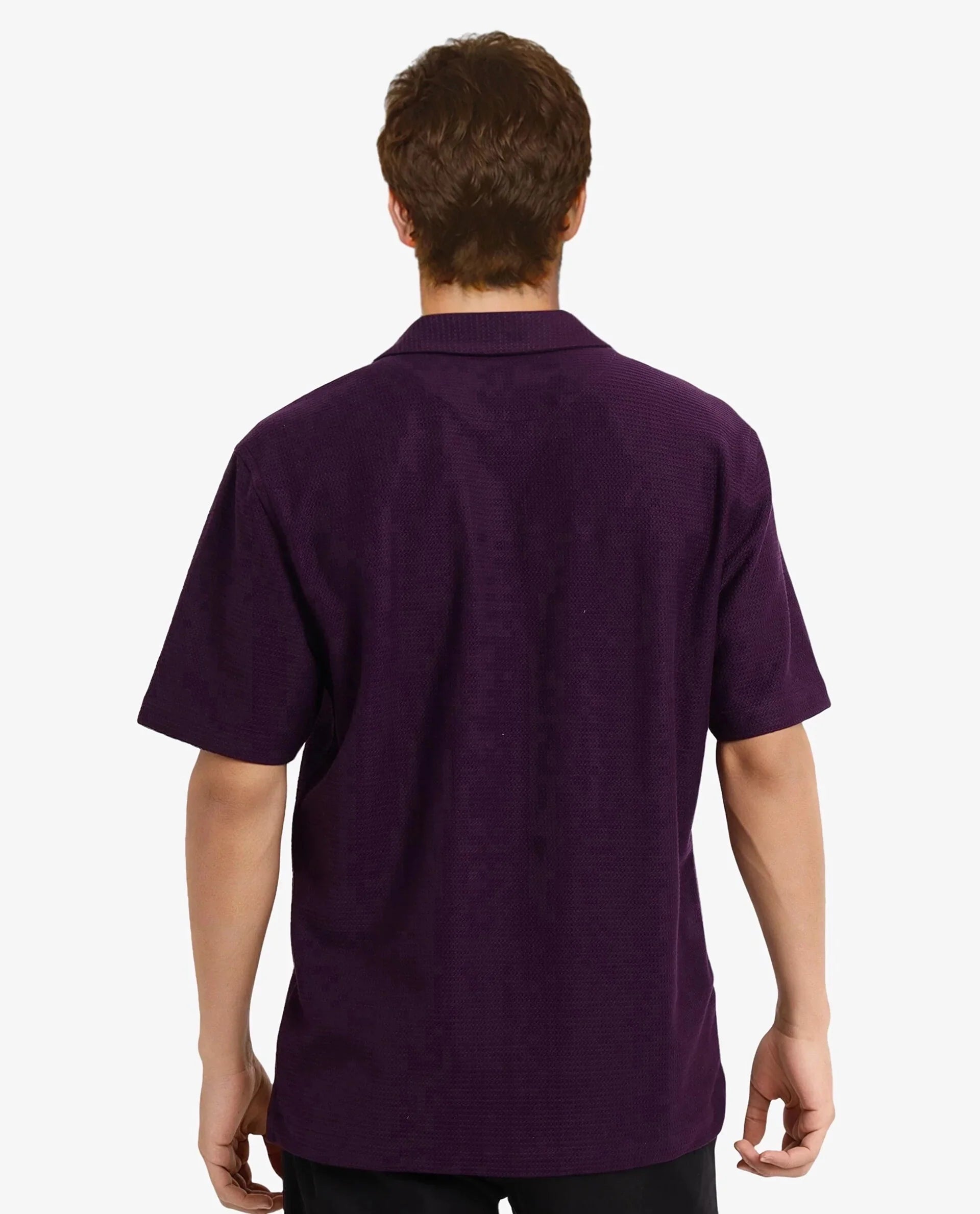 Men's Purple Casual Regular Fit Solid Half Sleeves Shirt