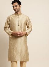 Men's Yellow Full Sleeves Straight Kurta