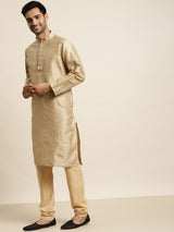 Men's Yellow Full Sleeves Straight Kurta