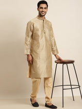 Men's Yellow Full Sleeves Straight Kurta