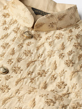 Men's Beige Embroidered Nehru Jacket