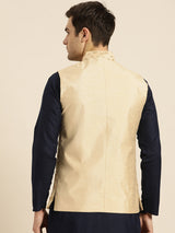 Men's Beige Embroidered Nehru Jacket