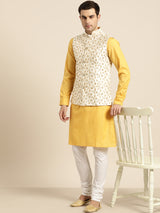 Men's White Embroidered Nehru Jacket