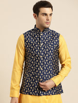 Men's Blue Embroidered Nehru Jacket
