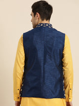 Men's Blue Embroidered Nehru Jacket