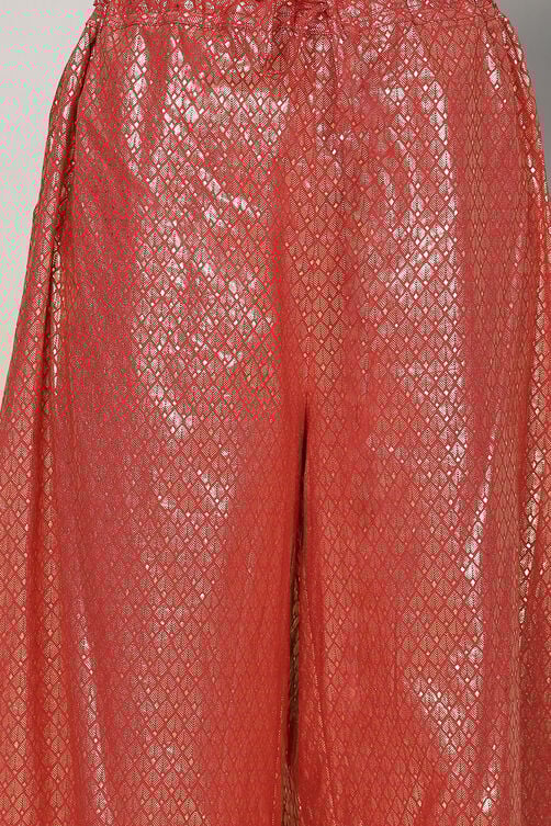 Women's Red Festive Three Quarter Sleeves Kurta Sets