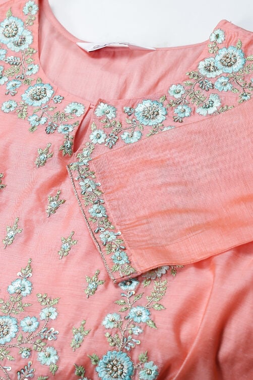 Women's Pink Festive Three Quarter Sleeves Kurta Sets