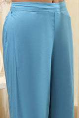 Women's Blue Festive Three Quarter Sleeves Kurta Sets