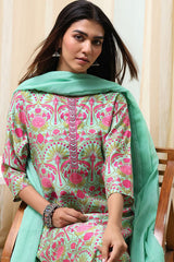 Women's Pink Festive Three Quarter Sleeves Kurta Sets