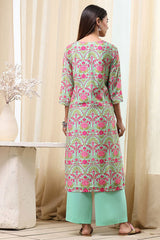 Women's Pink Festive Three Quarter Sleeves Kurta Sets