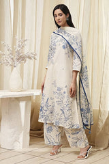 Women's White Festive Three Quarter Sleeves Kurta Sets