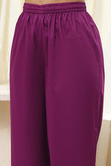 Women's Purple Festive Three Quarter Sleeves Kurta Sets