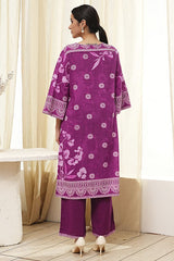 Women's Purple Festive Three Quarter Sleeves Kurta Sets