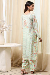 Women's Green Festive Three Quarter Sleeves Kurta Sets
