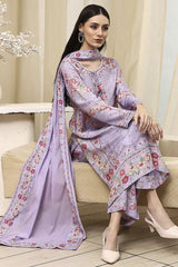 Women's Purple Festive Three Quarter Sleeves Kurta Sets