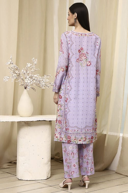 Women's Purple Festive Three Quarter Sleeves Kurta Sets