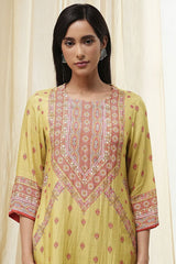Women's Green Festive Three Quarter Sleeves Kurta Sets