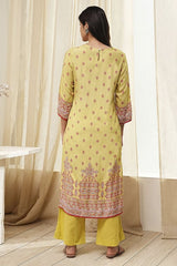 Women's Green Festive Three Quarter Sleeves Kurta Sets